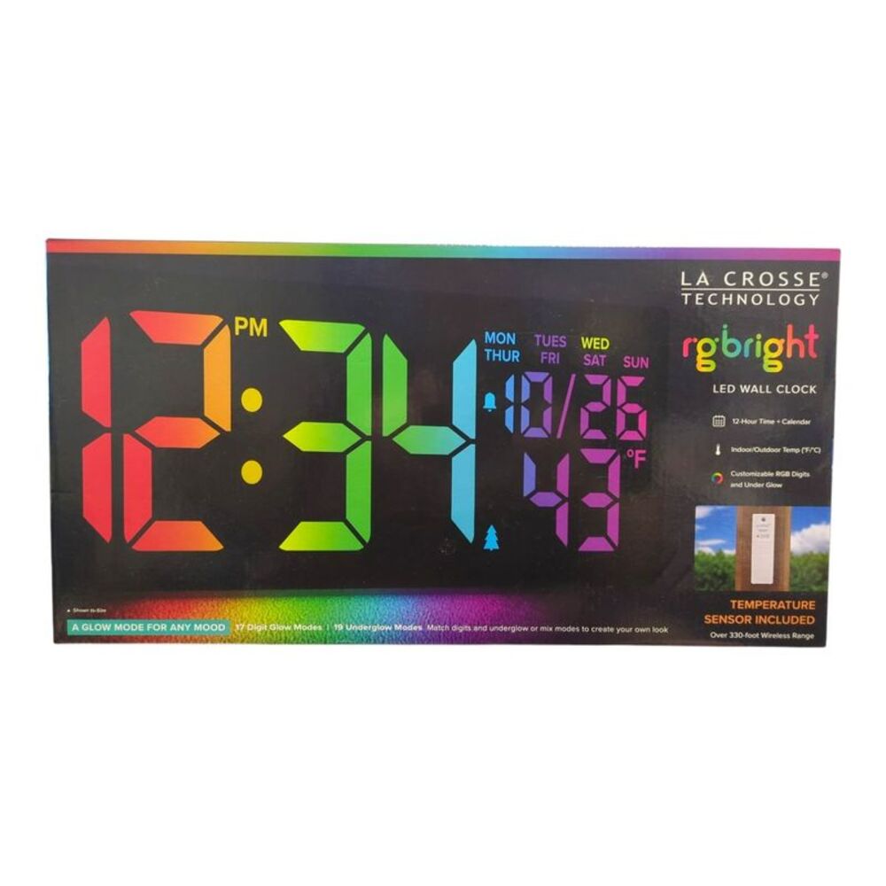 La Crosse Technology LED Wall Clock with Outdoor Temperature & Under Glow